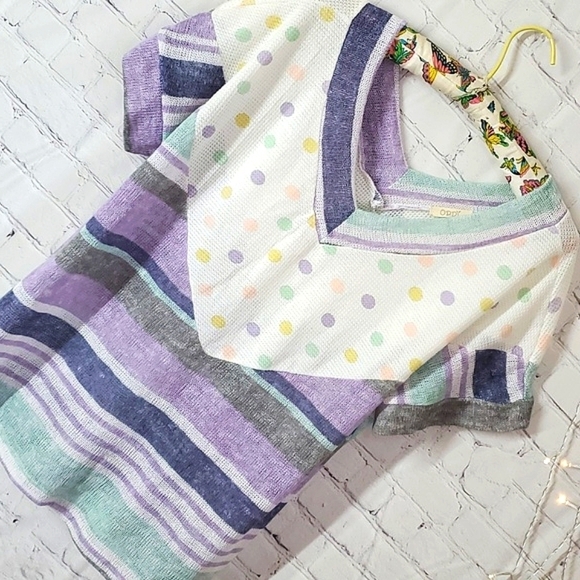 Oddi USA Made Knit Lavender Lilac Purple Polka Dot Funky Fun Oversized Top Sz M - Picture 3 of 12